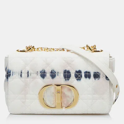 Pre-owned Dior White Small Tie Dye Denim Caro