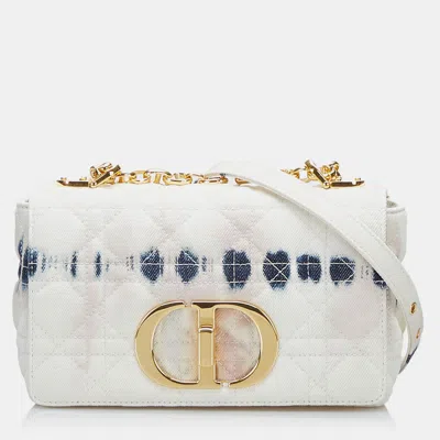 Pre-owned Dior White Small Tie Dye Denim Caro
