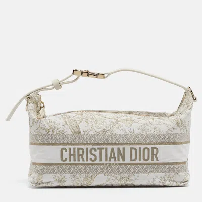 Pre-owned Dior White Toile De Jouy Travel Nomad Pouch