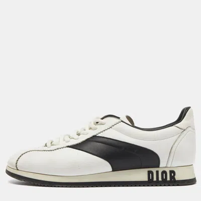 Pre-owned Dior White/black Leather Low Top Sneakers Size 39