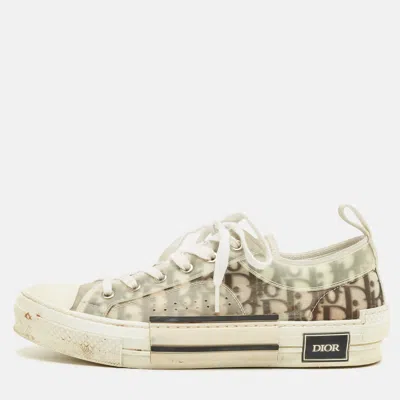 Pre-owned Dior White/black Oblique Mesh And Rubber B23 Low Top Sneakers Size 42