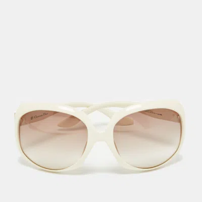 Pre-owned Dior White/brown Gradient Glossy 1 Oversized Sunglasses