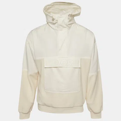 Pre-owned Dior White/cream Cotton And Fleece Hoodie S