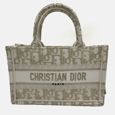 Pre-owned Dior White/gold Oblique Book Tote
