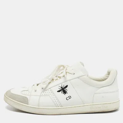 Pre-owned Dior White/grey Leather And Suede D Bee Low Top Sneakers Size 41