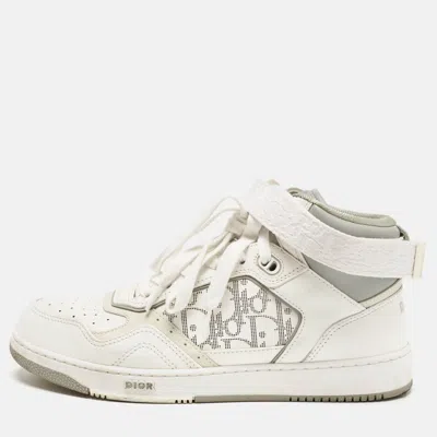 Pre-owned Dior White/grey Leather B27 High Top Sneakers Size 42