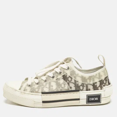 Pre-owned Dior White/grey Oblique Mesh And Rubber B23 Low Top Sneakers Size 39