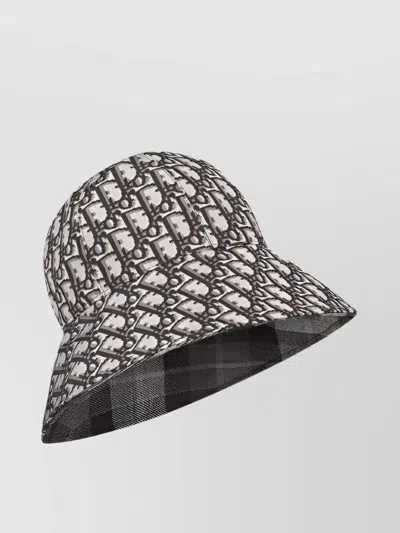 Dior Wide Brim Checked Pattern Reversible Cap In Brown