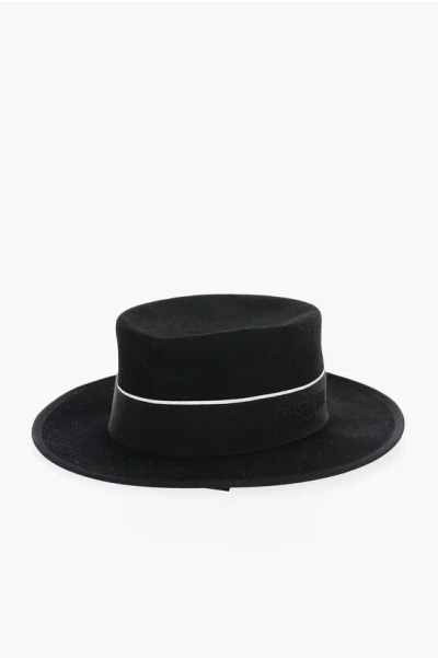 Dior Wide Brim Hat With Neck Flap In Black