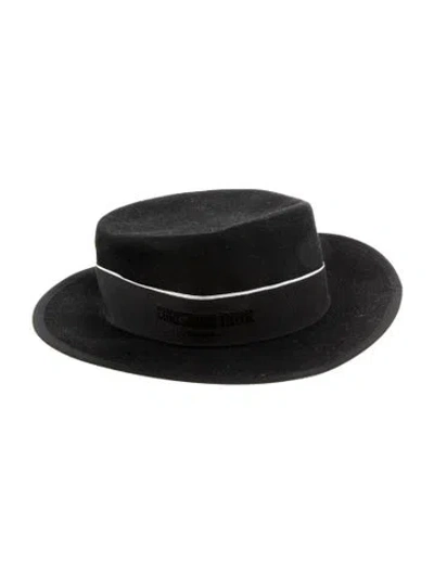 Pre-owned Dior Wide Brim Woven Hat In Black