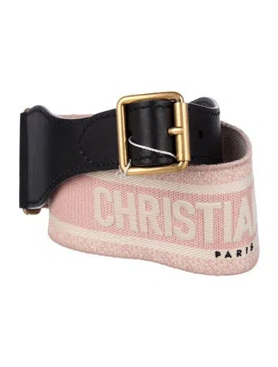Pre-owned Dior Wide Canvas Belt In Pink