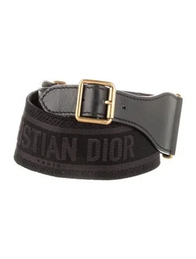 Pre-owned Dior Wide Canvas Waist Belt In Black