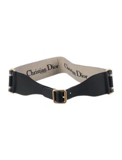 Pre-owned Dior Wide Canvas Waist Belt In Black