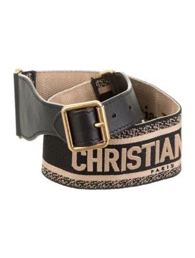 Pre-owned Dior Wide Canvas Waist Belt In Black