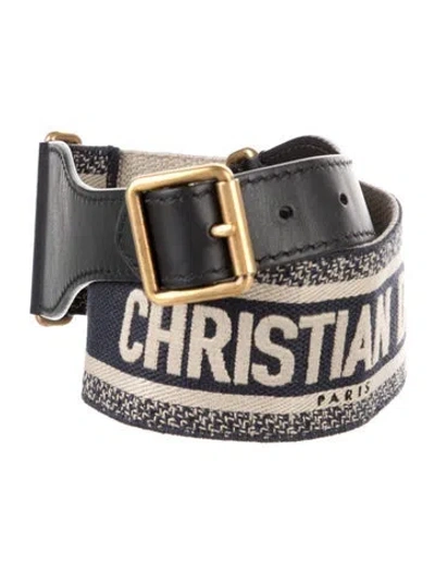 Pre-owned Dior Wide Canvas Waist Belt In Blue