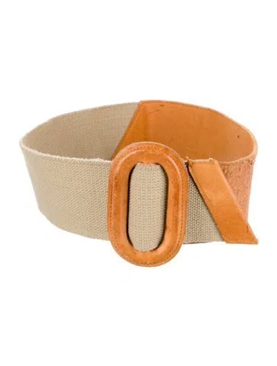 Pre-owned Dior Wide Canvas Waist Belt In Neutral