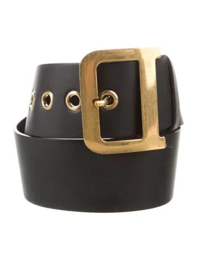 Pre-owned Dior Wide Leather Belt In Black
