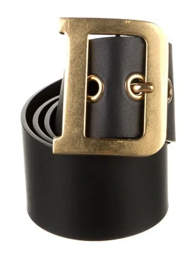 Pre-owned Dior Wide Leather Belt In Black