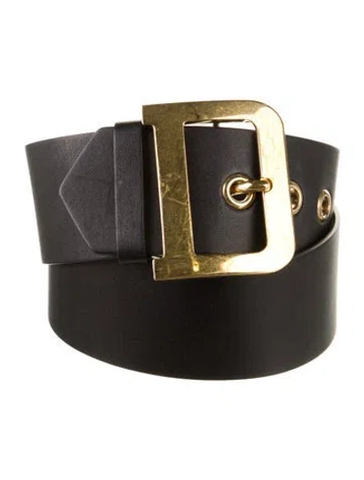 Pre-owned Dior Wide Leather Belt In Black