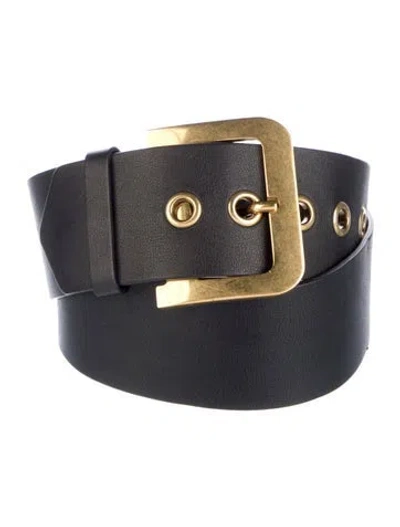 Pre-owned Dior Wide Leather Belt In Black