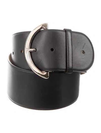 Pre-owned Dior Wide Leather Belt In Black