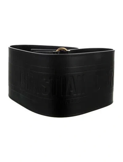 Pre-owned Dior Wide Leather Belt In Black