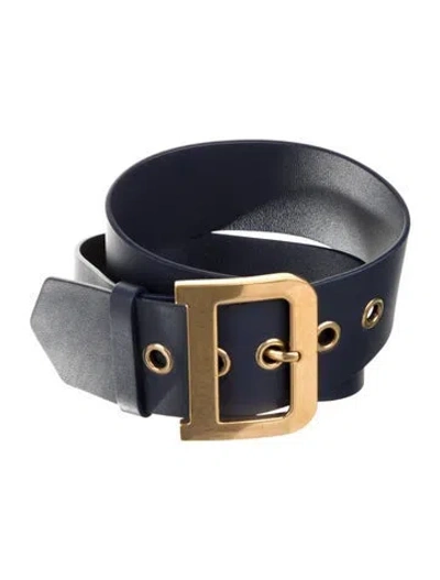 Pre-owned Dior Wide Leather Belt In Blue