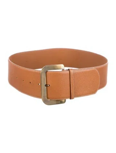 Pre-owned Dior Wide Leather Belt In Brown