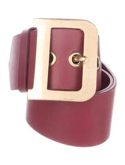 Pre-owned Dior Wide Leather Belt In Burgundy
