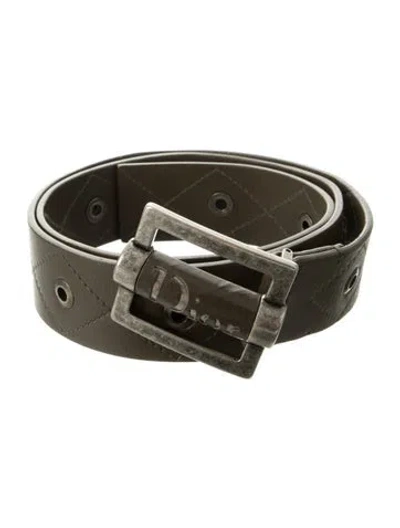 Pre-owned Dior Wide Leather Belt In Green