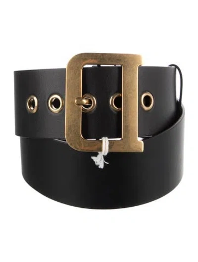 Pre-owned Dior Wide Leather Belt W/ Tags In Black
