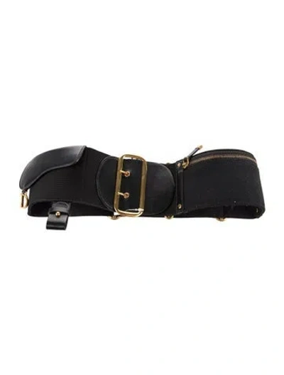 Pre-owned Dior Wide Leather Waist Belt In Black