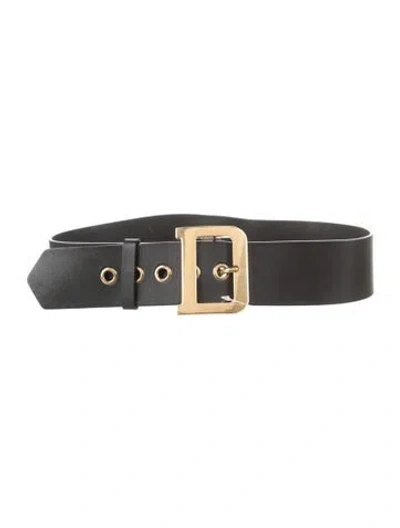 Pre-owned Dior Wide Leather Waist Belt In Black