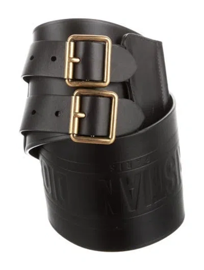 Pre-owned Dior Wide Leather Waist Belt In Black