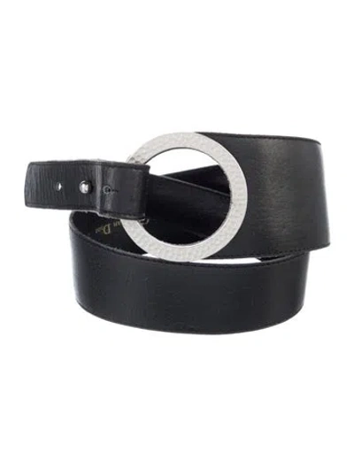 Pre-owned Dior Wide Leather Waist Belt In Black