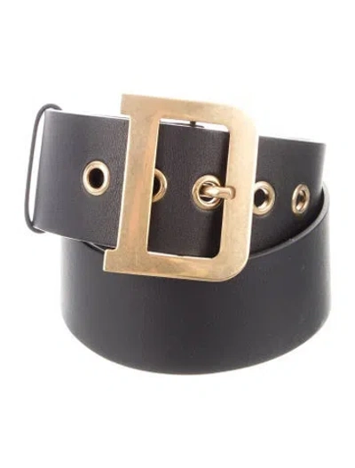 Pre-owned Dior Wide Leather Waist Belt In Black