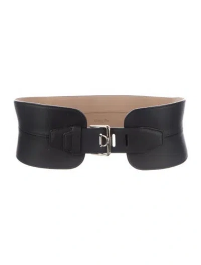 Pre-owned Dior Wide Leather Waist Belt In Black