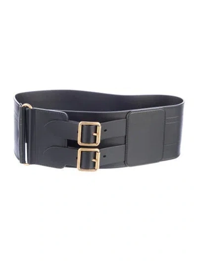 Pre-owned Dior Wide Leather Waist Belt In Black