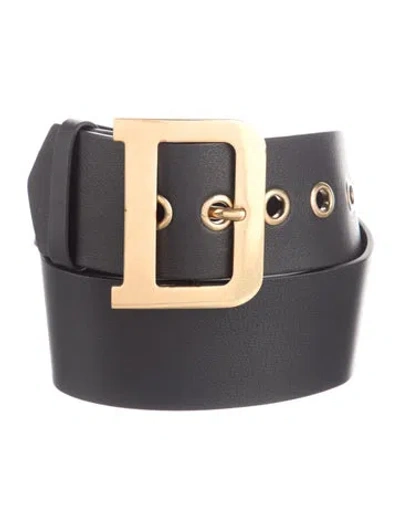 Pre-owned Dior Wide Leather Waist Belt In Black