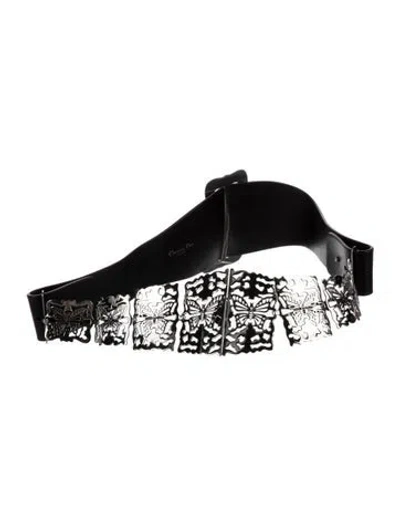 Pre-owned Dior Wide Leather Waist Belt In Black