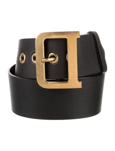 Pre-owned Dior Wide Leather Waist Belt In Black