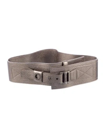 Pre-owned Dior Wide Leather Waist Belt In Gold