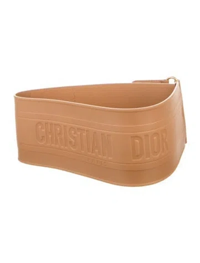 Pre-owned Dior Wide Leather Waist Belt In Neutral