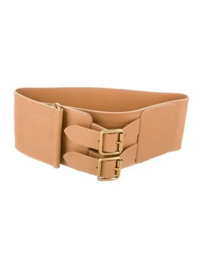 Pre-owned Dior Wide Leather Waist Belt In Neutral