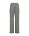 Dior Wide-legged Plaid Wool Casual Pants In Gray