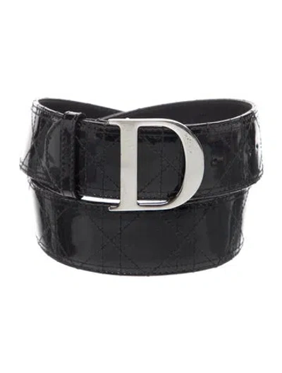 Pre-owned Dior Wide Patent Leather Waist Belt In Black