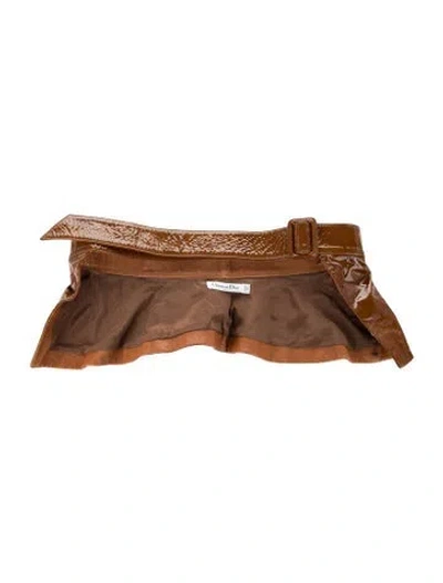 Pre-owned Dior Wide Patent Leather Waist Belt In Brown