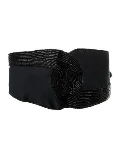 Pre-owned Dior Wide Silk Waist Belt In Black