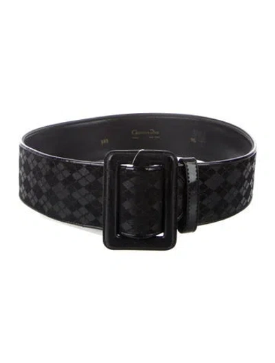 Pre-owned Dior Wide Suede Waist Belt In Black