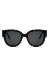 Dior Wil Bu 54mm Polarized Cat Eye Sunglasses In Black